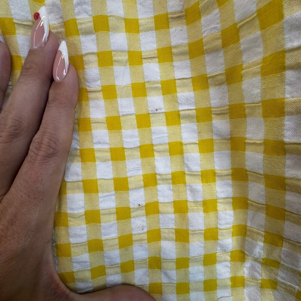 Old Navy Butter Yellow Seersucker Puffed Sleeve Dress Size L Sweetheart Neckline - Picture 8 of 10